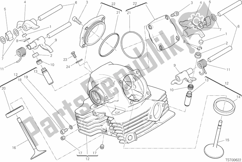 Todas as partes de Cabeça Vertical do Ducati Scrambler 1100 Special Thailand 2020